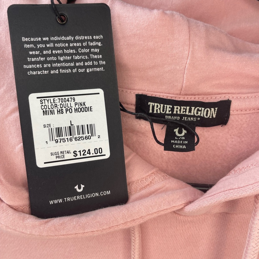 True Religion Buddha Graphic Print Dull Pink Hoodie Men’s Sz L MSRP$124 NWT - Picture 5 of 6
